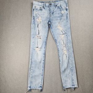 American Eagle Outfitters Blue Jeans Mens 31 Blue Jean Faded Frayed AEO Flex